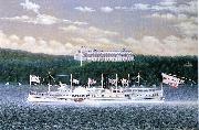 Daniel Drew, Hudson River steamboat built 1861, oil on canvas painting by James Bard. At the time this painting was made, this vessel was no longer ow